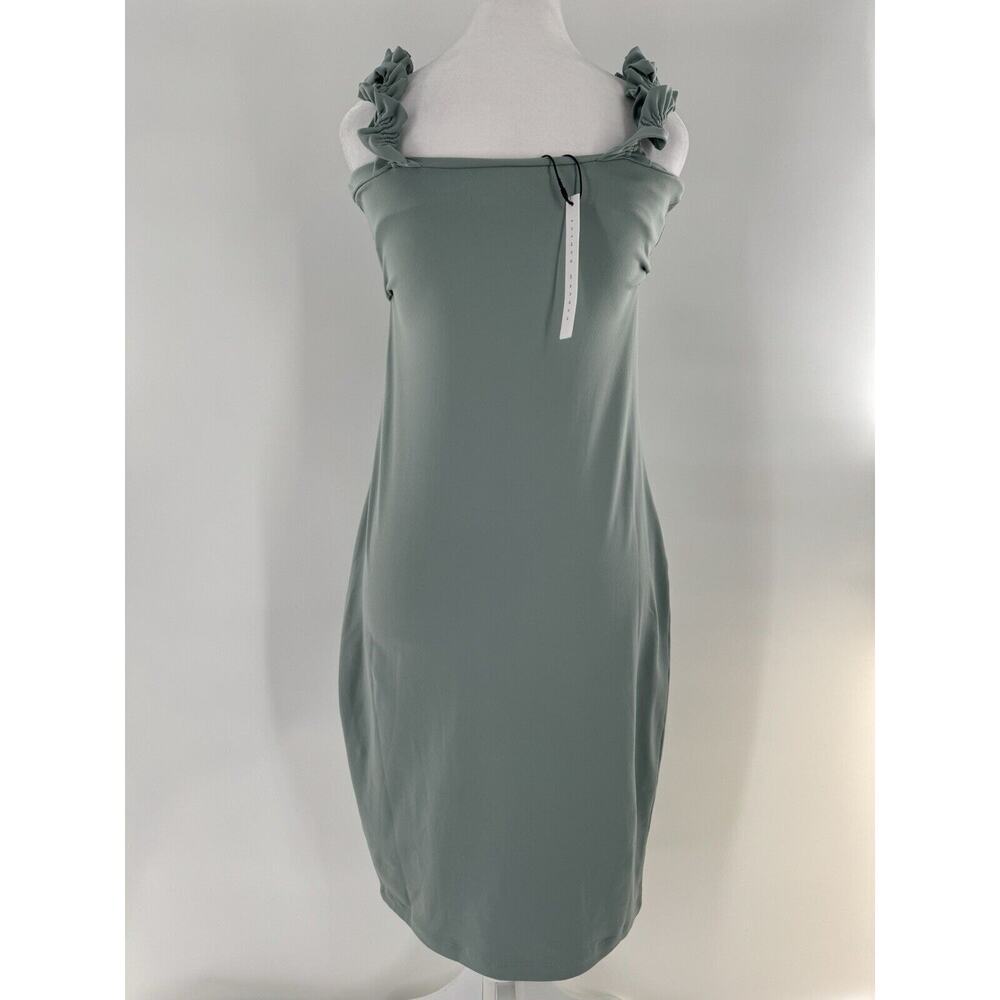 Susana Monaco Dress Sz L Ruffle Strap Green Bodycon Party Wedding Guest $125 - Picture 8 of 16
